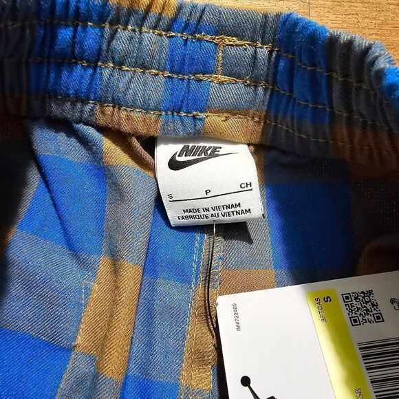 Nike Life Plaid Checkered Shorts Dark Driftwood Photo Blue Men's S DQ5186-258 - Picture 10 of 15